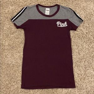 Maroon and gray PINK t-shirt